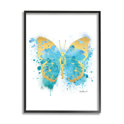 «Abstract Butterfly Turquoise Blue Paint Splatter» par Amanda Greenwood - impression d'art graphique