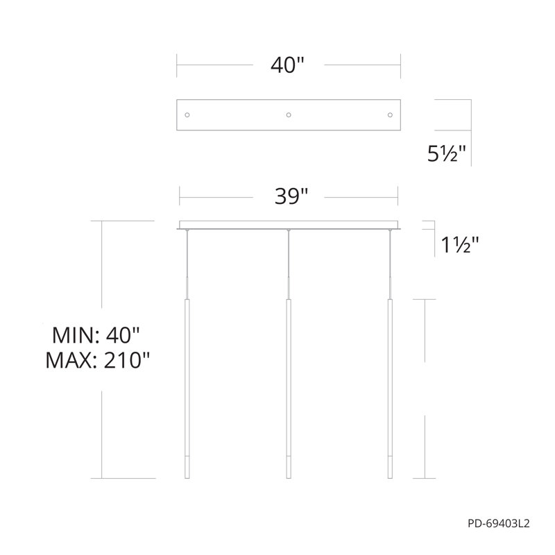 Viggo Linear Multi-Light 4-CCT Pendant, 40" H x 40" W x 5.5" D