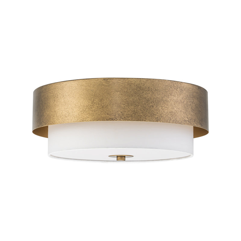 Plafonnier encastré avec abat-jour tambour en tissu 2 lumières Aubrielle