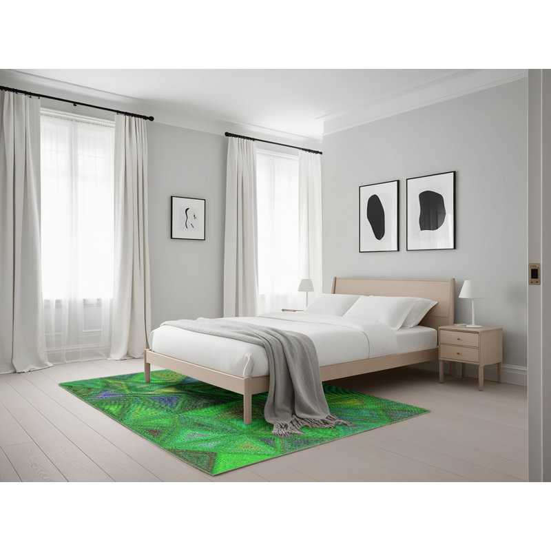 Tapis vert à motif géométrique Schiffer, Rectangle 5 pi x 7 pi