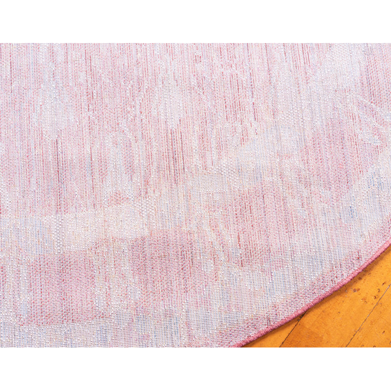 Tapis rouge / bleu Rosamonde, Rond 3 pi 3 po