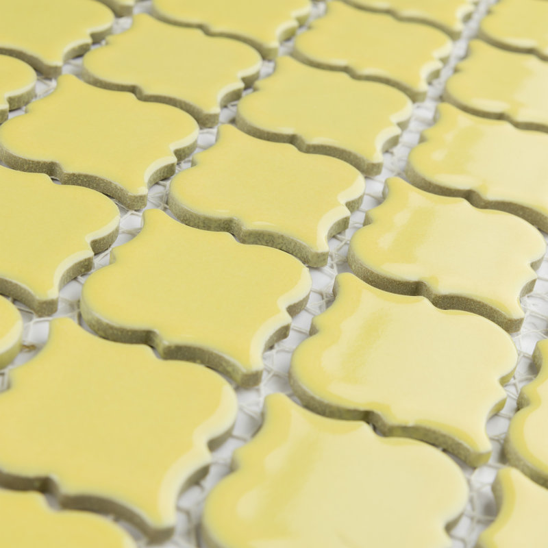 Hudson Tangier 2" x 2" Porcelain Arabesque Mosaic Wall & Floor Tile, Yellow