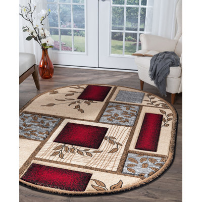 Tapis beige / rouge Zader