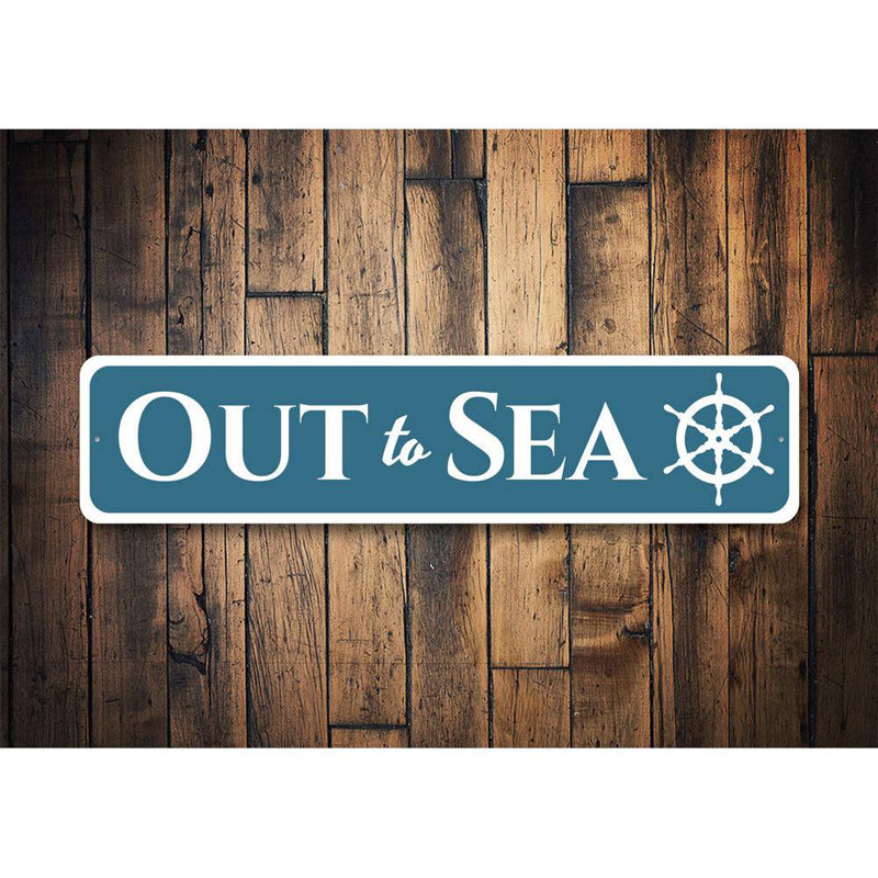 Enseigne en aluminium Out to Sea Boathouse, H 4 po x l 18 po x P 0,04 po