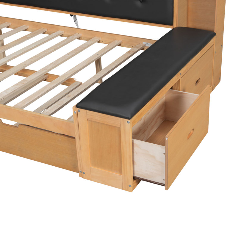 Daybed With Charging Station, Natural