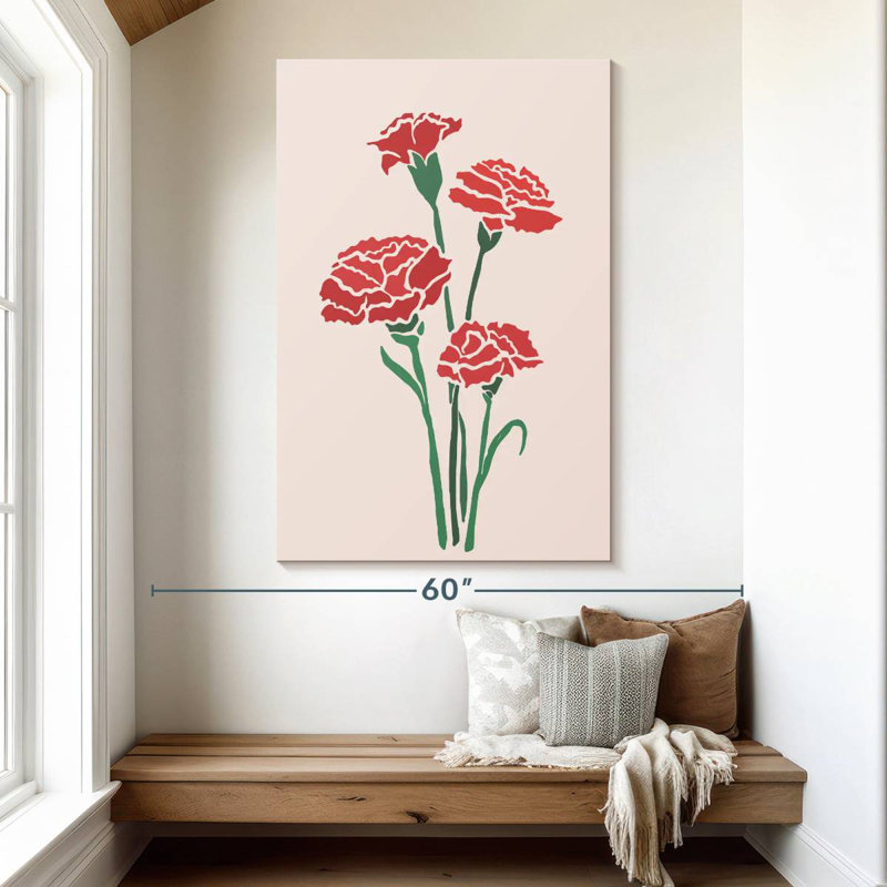 Harnek Red Carnations, 51" H x 34" W