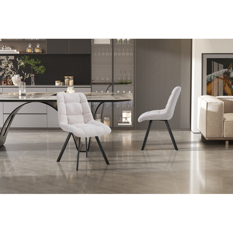 Ephemerine 49cm H Upholstered Metal Side Chair, Beige