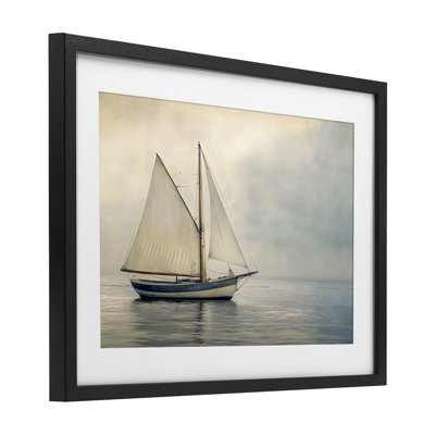 Calm Waters Sea Vessel Framed Print Under Glass, design by LSR Design Studio
