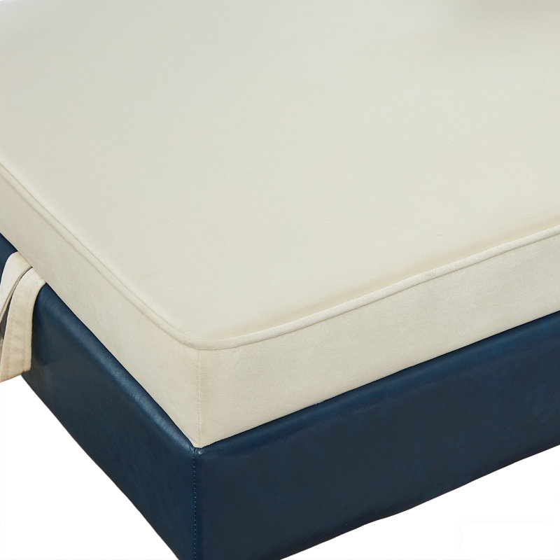 Canapé 65 po, Polyuréthane bleu et velours beige