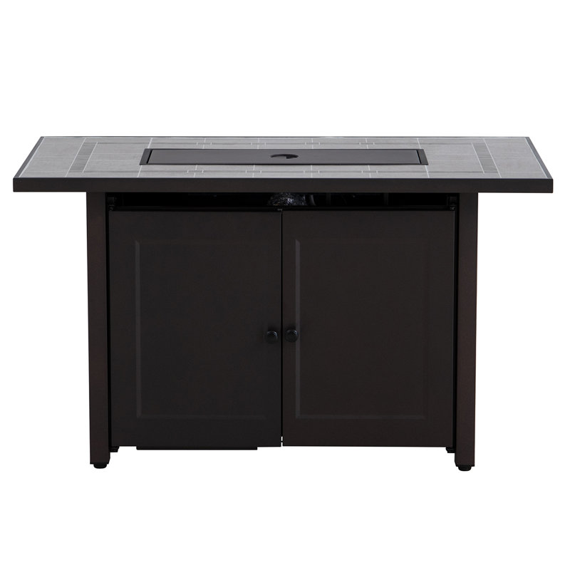 Sunjoy 44" Brown Ceramic Tile Gas Fire Pit Table