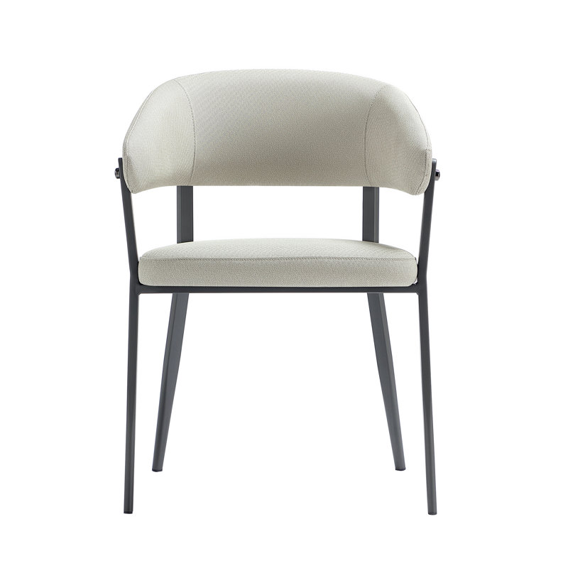 Chaise de salle à manger rembourrée en cuir avoine Belle Modern, Gruau