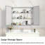 Armoire à pharmacie 32 po x 28 po avec miroir pour salle de bain, miroir de salle de bain mural avec rangement, tablettes réglables, cadre en aluminium, fixation en surface-1448332410
