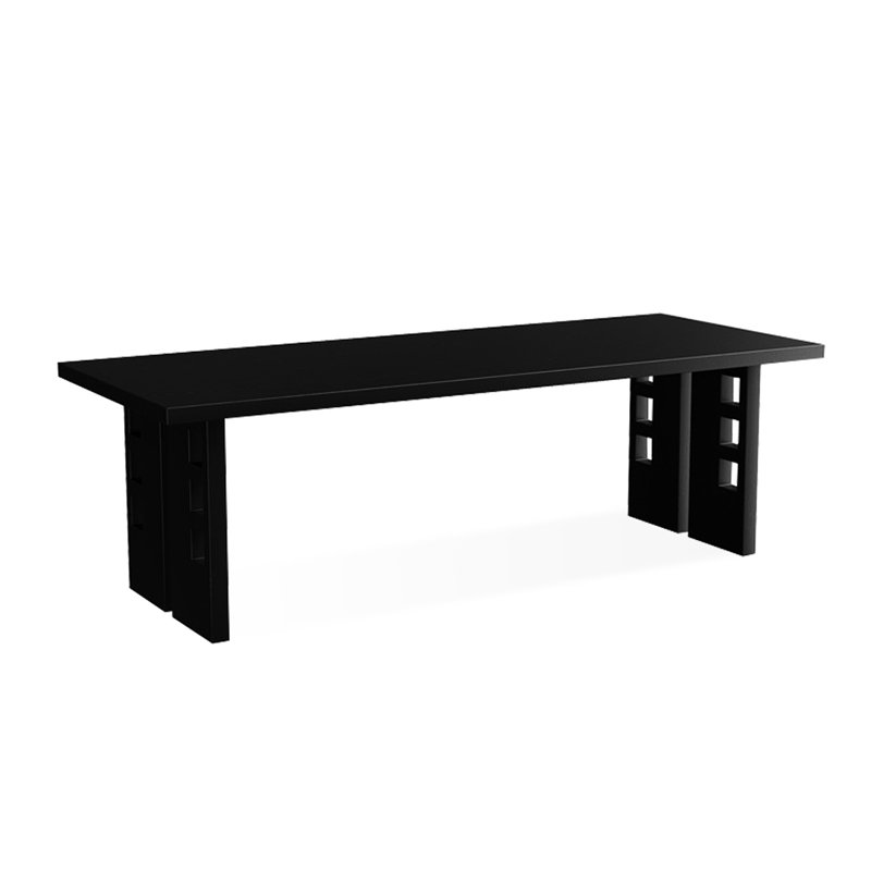 Bureau d'écriture rectangulaire en bois massif noir, H 29,53 po x l 86,61 po x P 35,43 po