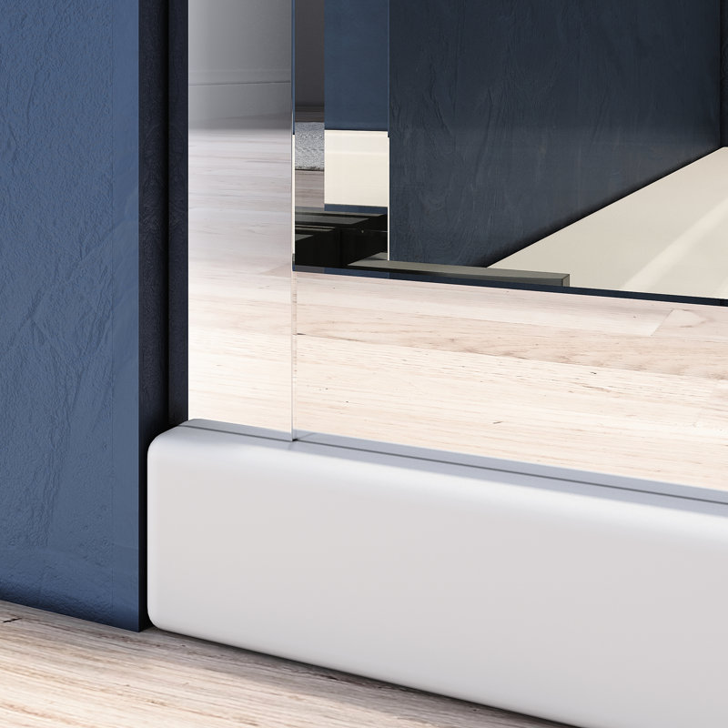 56 - 60 In. W X 72 H Sliding Shower Glass Door Adjustable Semi Thick Clear Tempered 304 Stainless Steel Finished Handles Chamfer Edged To Hand Scuffs Humanized Towel Hanging Design Upgrade Aluminum