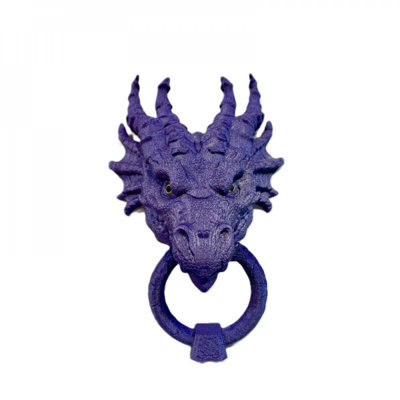 Heurtoir de porte à tête de dragon à cornes rouges imprimé en 3D