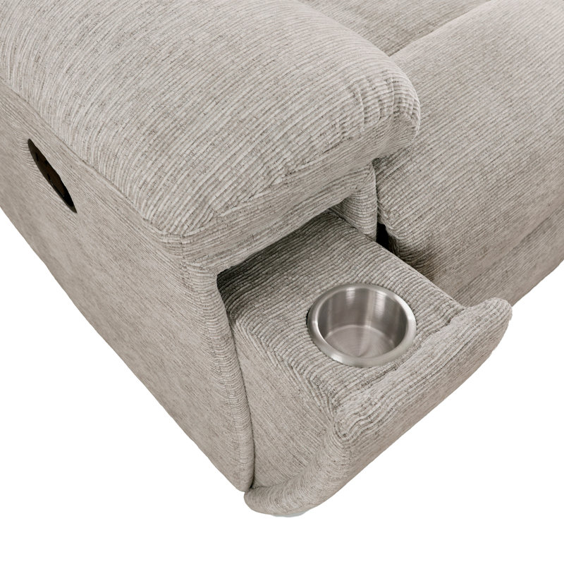 Ensemble de canapé inclinable manuel Kendall, Opale, taupe, 3 pièces: 2 chaises, canapé