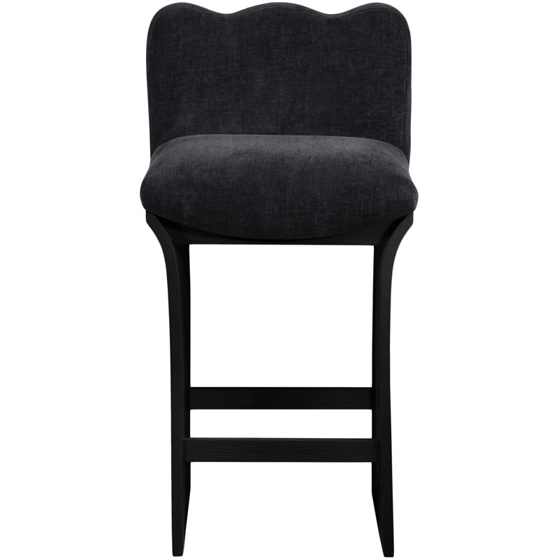 Tabouret de comptoir Shaw Cassady, Noir, Tissu chenille noir