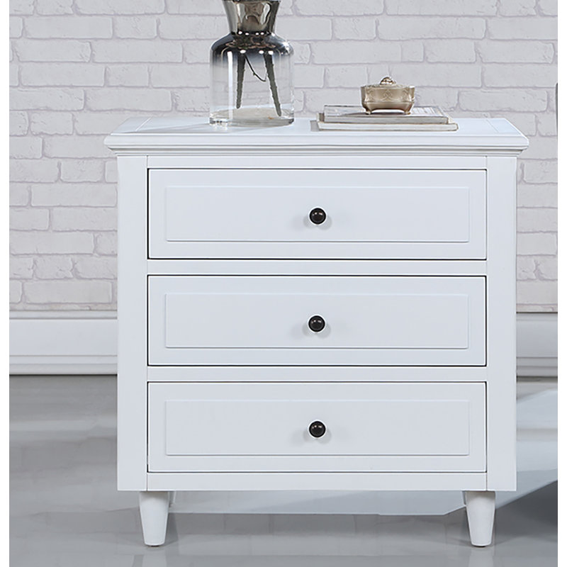 Table de chevet en bois avec 3 tiroirs coulissants