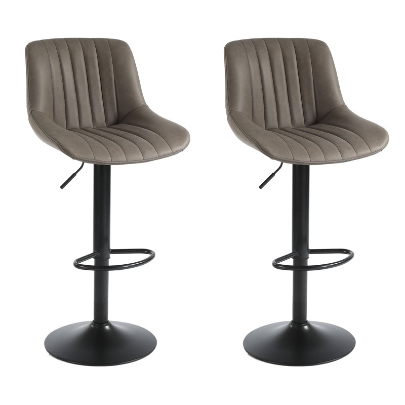 Aneli Height Adjustable Swivel Bar Stool, Dark Brown, 2