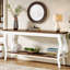 Console rétro vintage, canapé extra long avec 2 tablettes