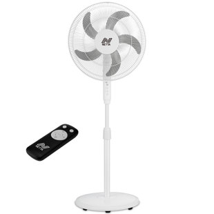 NETTA 16″ Pedestal Fan with Remote Control, 3 Speeds, 7‑Hour Timer & Oscillation, Adjustable Height