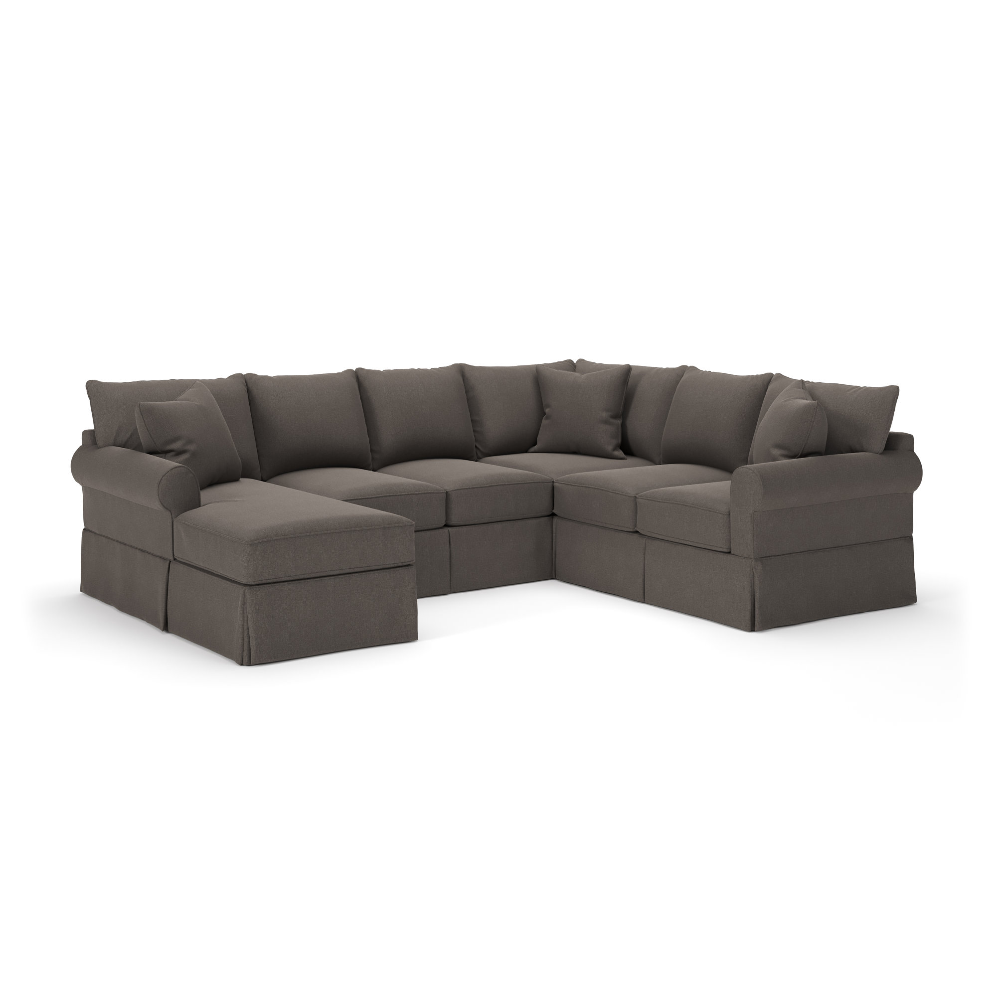 Amari Upholstered U-Sectional, Left Hand Facing, Drusky Charcoal Sustain® Basketweave