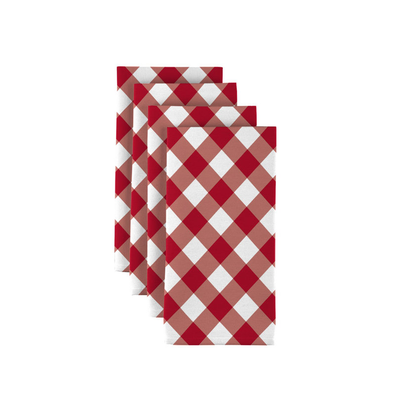 Polyester Gingham Square Napkin, Red