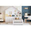 Twin House Bed White With Window, Bedside Storage Drawers, Sockets & Shelf In Interface Shelving