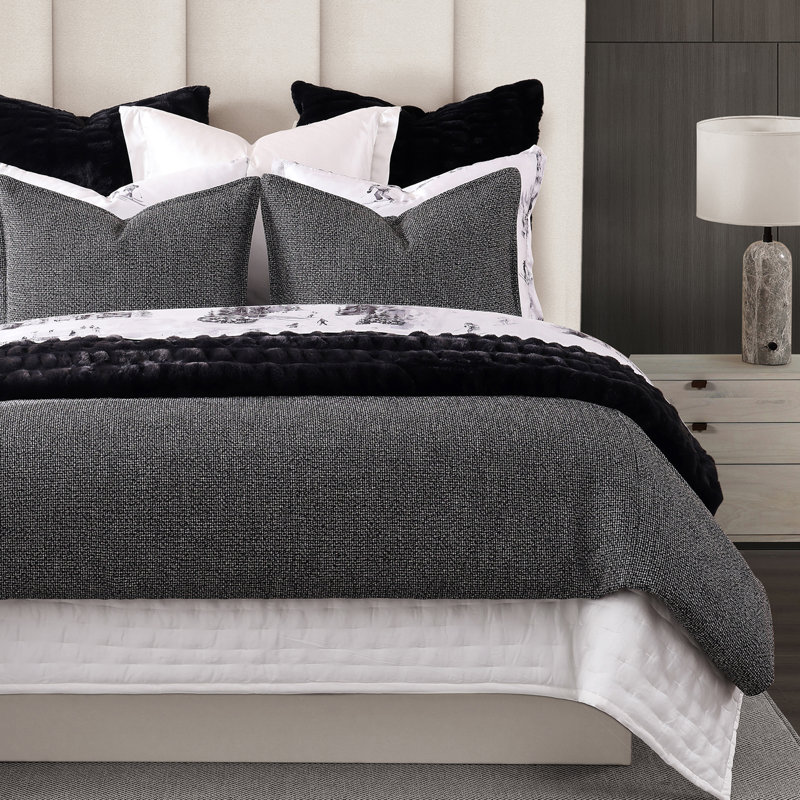 Ensemble de housse de couette Tweed, Housse de couette très grand et 2 très grandes t, Noir, noir, noir, noir