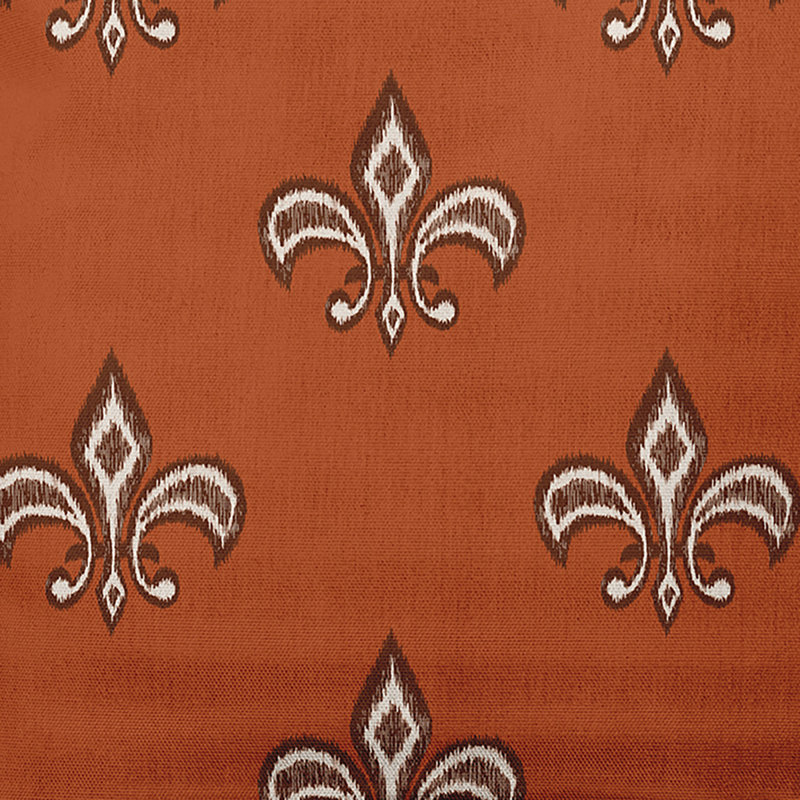 Coussin décoratif carré Fleur De Lis, 16 po x 16 po, Terre de Sienne