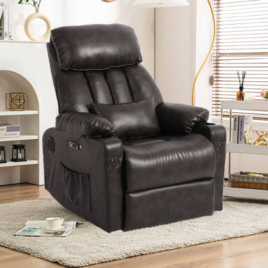 Dropship Set Of Two Wood-Framed PU Leather Recliner Chair Adjustable Home  Theater Seating With Thick Seat Cushion And Backrest Modern Living Room  Recliners; Black to Sell Online at a Lower Price