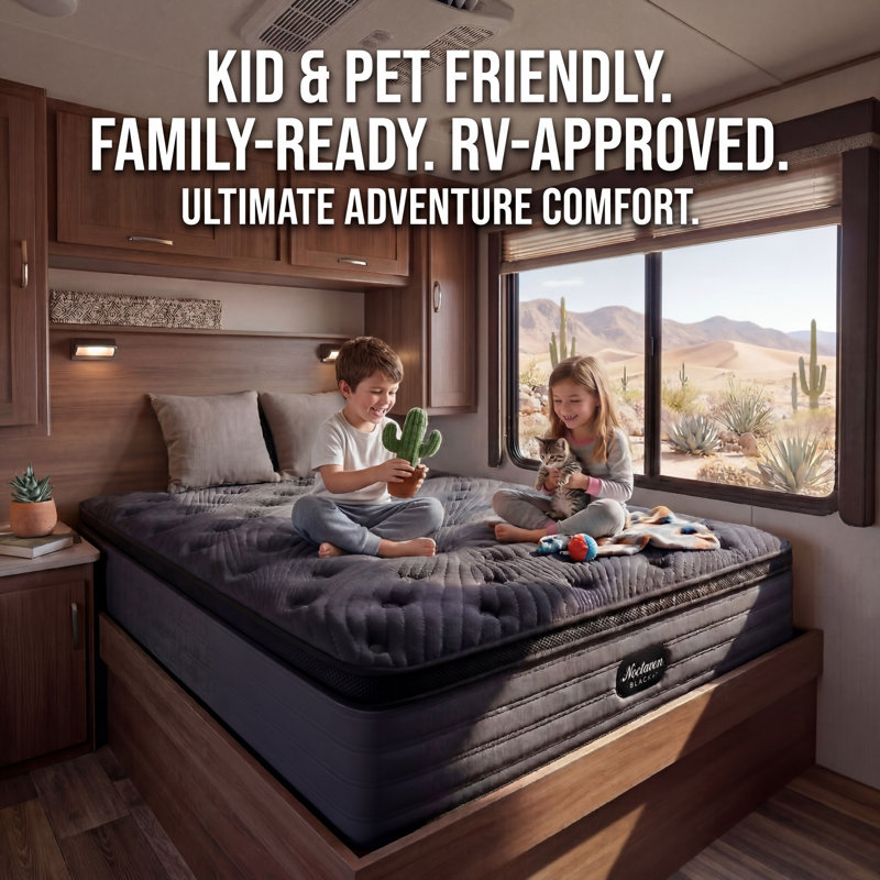 12 Inch Rv Short King Hybrid Mattress For Camper & Motorhome, Cooling Gel Memory Foam And Pocket Coil Support, Motion Isolation, Medium Firm Mattress In A Box