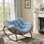 Chaise berçante surdimensionnée moderne en osier Biyanca, chaise de patio intérieure coussinée pour l'extérieur de 39 po, structure en acier thermolaqué-57376782