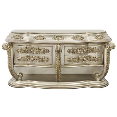 Commode 4 tiroirs Danae, finition champagne et or
