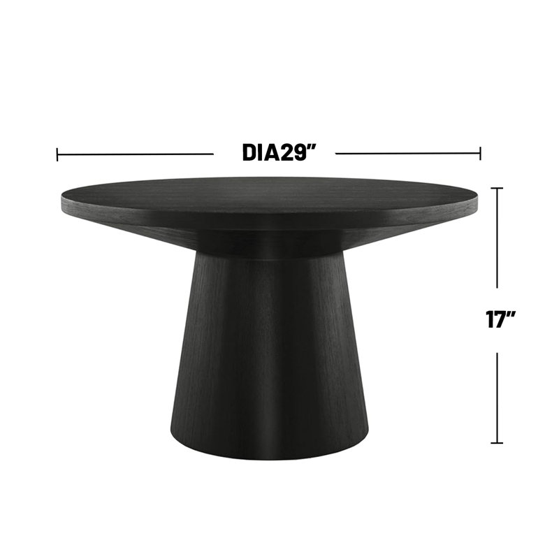 Table basse ronde avec base piédestal , Noir, noir, noir, noir
