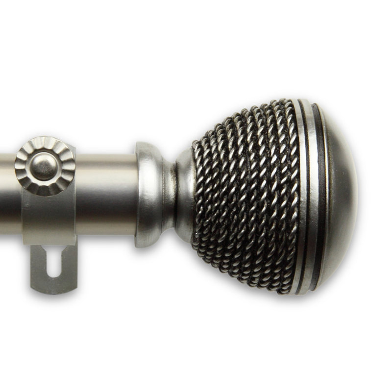 Tringle à rideau simple Bodnar réglable de l 12 po à 20 po de diamètre 1 po, Nickel satiné