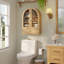 Armoire murale de salle de bain avec portes en verre, armoire à pharmacie en bois avec tablette réglable, armoire suspendue arquée pour salle de bain, salon, naturel-1261555599