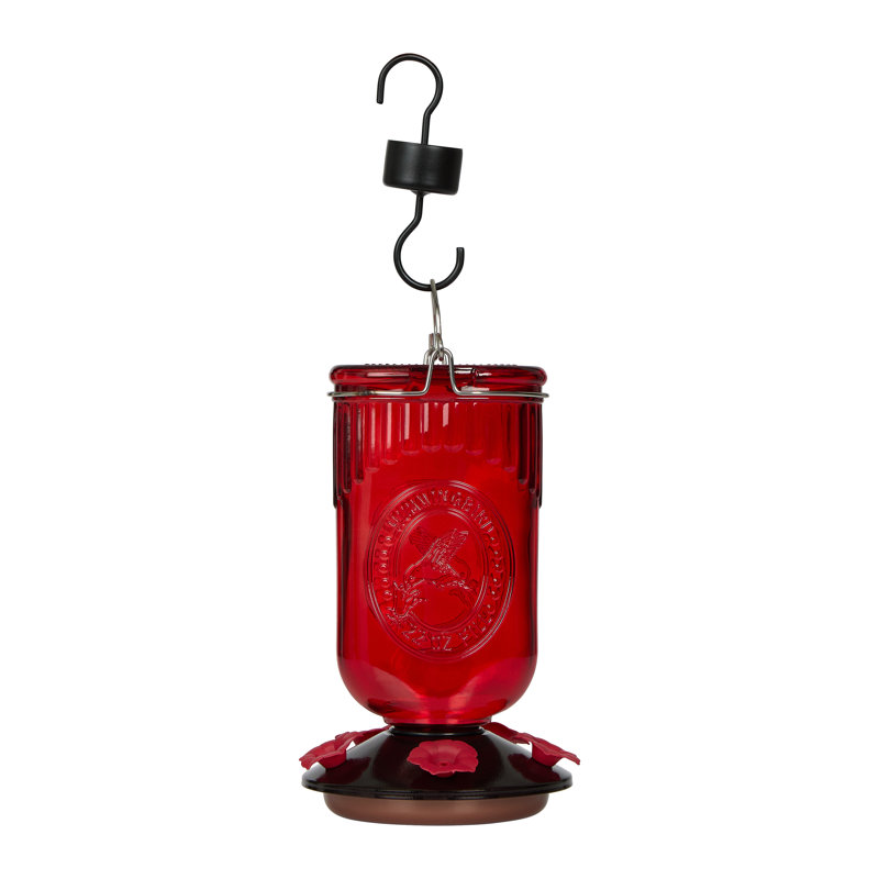  Mangeoire à colibri en verre rouge