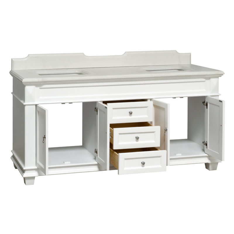 Ensemble de meuble-lavabo double 72 po Ensa, Blanc, Quartz