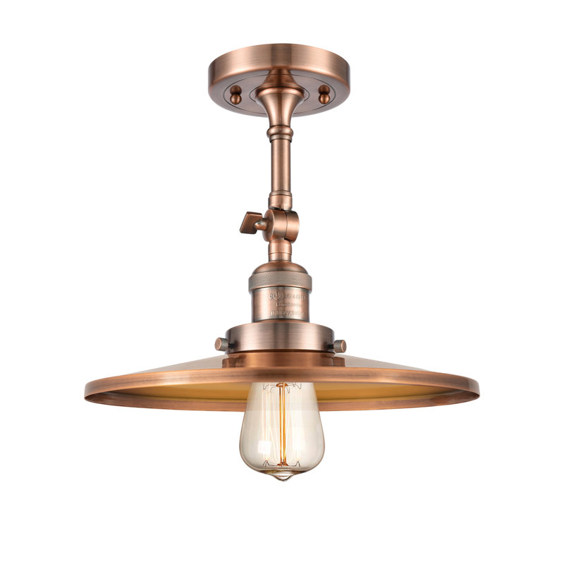 Kylena Semi Flush Mount, 11.25" H x 12" W x 12" D, Antique Copper, Antique Copper