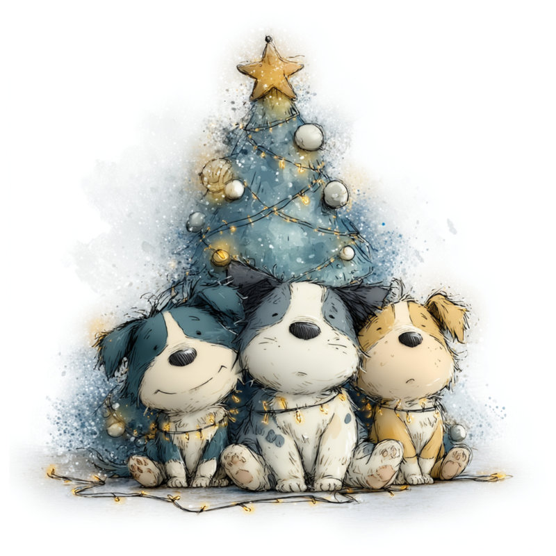 Couvre-lit pour chien Three Puppies, Grand lit