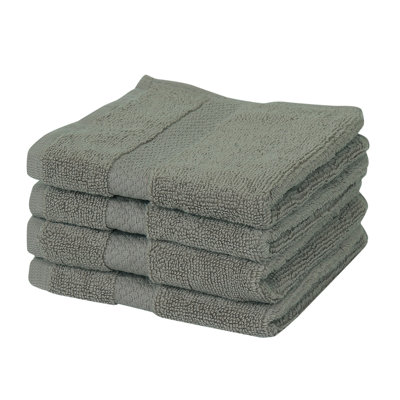 Splash 100% Cotton Zero Twist Washcloth Set, 550 GSM Soft Absorbent Cotton Washcloths & Face Towels for Bathroom, Spa & Daily Use, OEKO-TEX Certified, 4 Pack, Gray