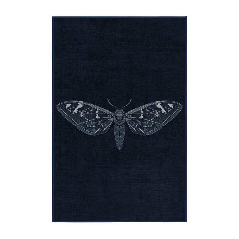 Soft Plush Fellman Halloween Modern & Contemporary Abstract Area Rug in Gray – Navy Binding, 2x4