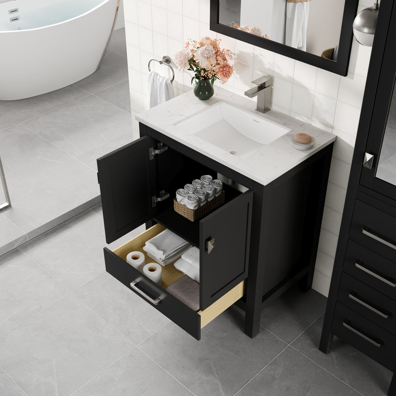 Eviva London 30"W x 18"D Bathroom Vanity with Undermount Porcelain Sink, Espresso, Single Hole