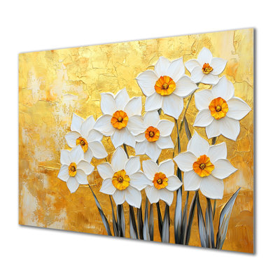 Golden Harmony of Daffodils In Summer II - Floral Wall Decor, Jaffodils, impression sur métal