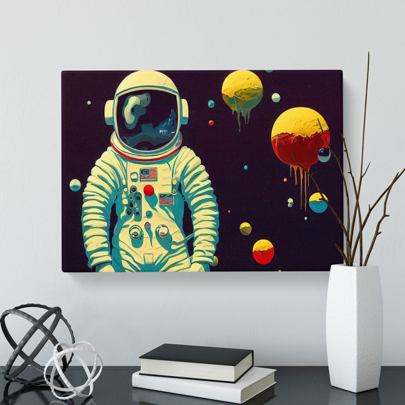 Painted Astronaut - Wrapped Canvas, 35cm H x 50cm W x 3cm D