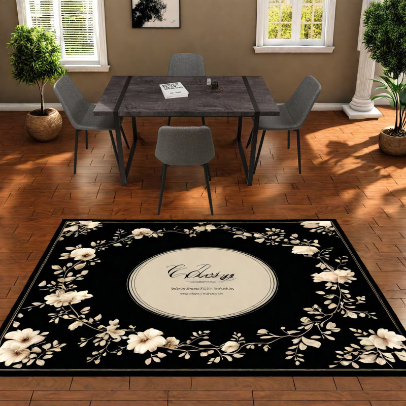 Ensemble de table de salle à manger moderne en MDF noir, mobilier de cuisine durable 5 pièces, style industriel