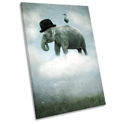 Z1558 Elephant Top Hat Surrealism - Wrapped Canvas Print