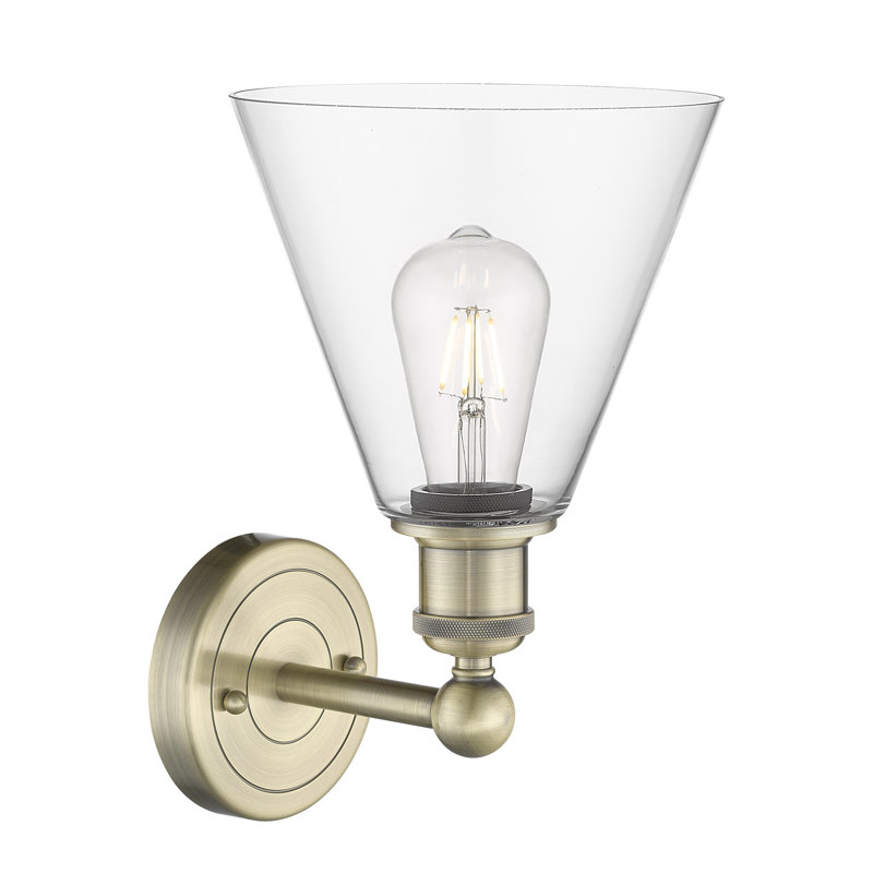 Beva Steel Armed Sconce, Clear, Antique Brass