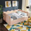 Lit de jour Cozy Gingham avec deux tiroirs de rangement, port USB et adorable tissu en forme de vague-1612715507-1612715516